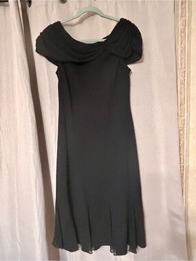 Vintage S.L. Fashions Black Off-Shoulder Midi/Maxi Dress Size 8